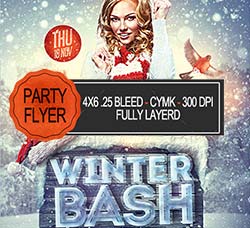 冬季派对传单模板：Winter Bash Party Flyer